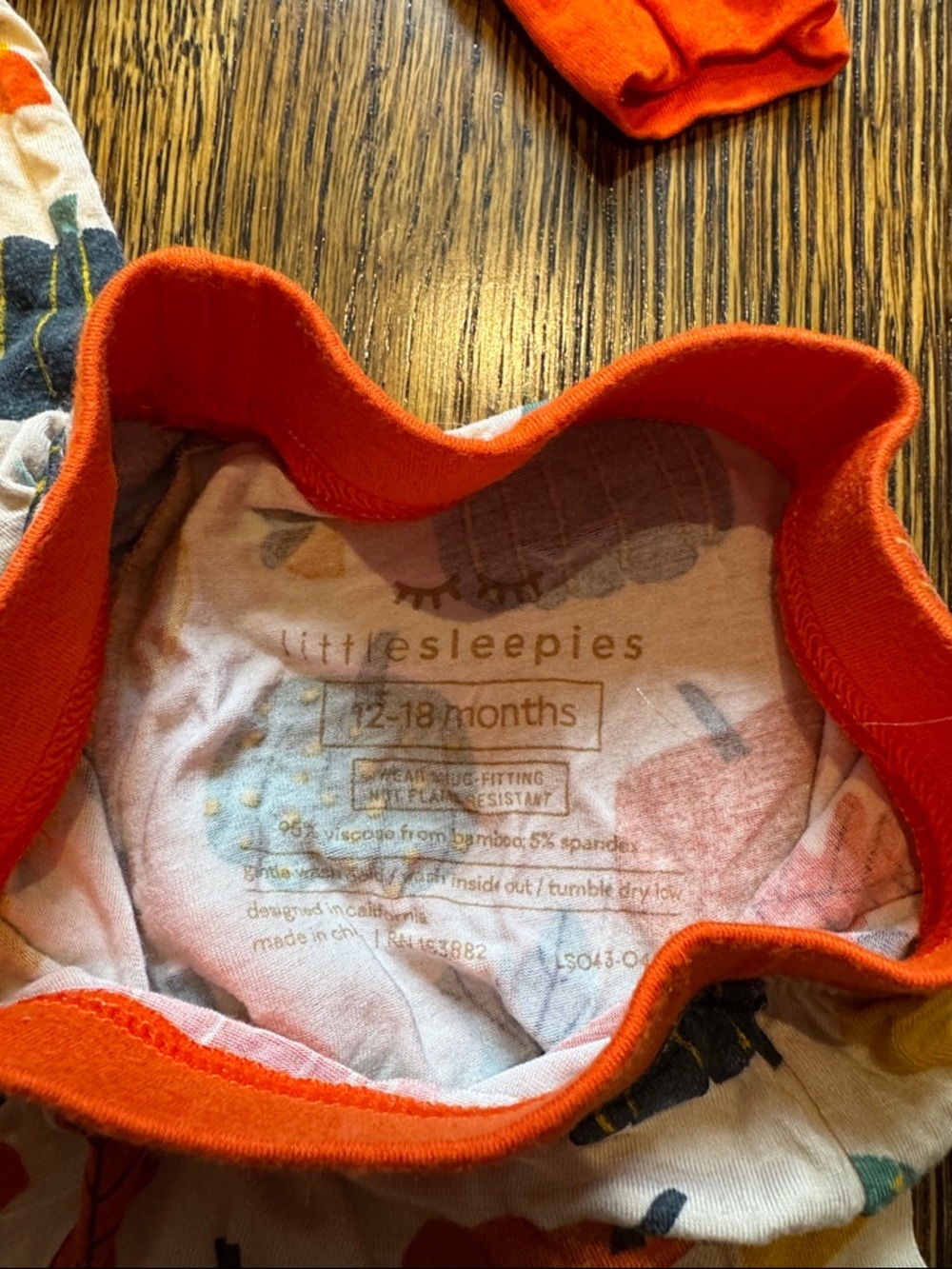 Little Sleepies Orange Multi Pumpkin Print Kids Pajama Set - Picture 2 of 3